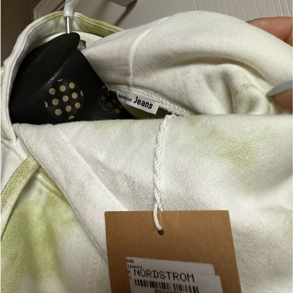 REFORMATION Hoodie Naturally Tie Dye XS light green & off white Relaxed NWT - Picture 5 of 10
